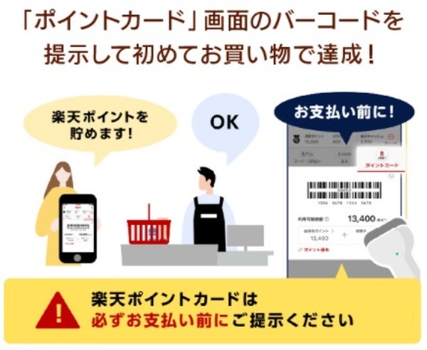 楽天ポイントカード機能を提示せよ！