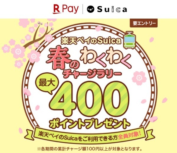 楽天ペイのSuicaチャージしてポイント還元だ