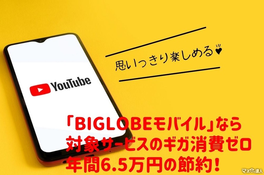【年間6.5万円の節約】「BIGLOBEモバイル」なら対象サービスのギガ消費を0にできる　大手キャリアと料金を比較