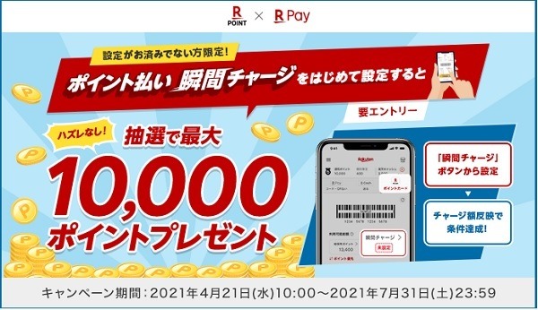 新規設定で最大1万ポイント当たる