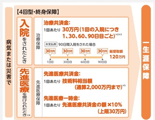 図1治療共済金と先進医療保障の給付例