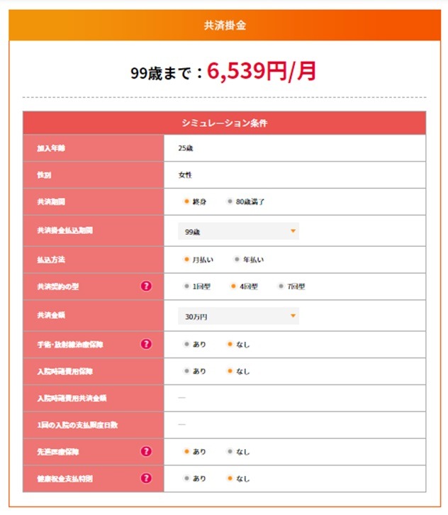 図5入院時諸費用保障なし、共済契約4回型