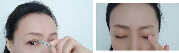 真ん中に合わせて指で両サイドを付けていく