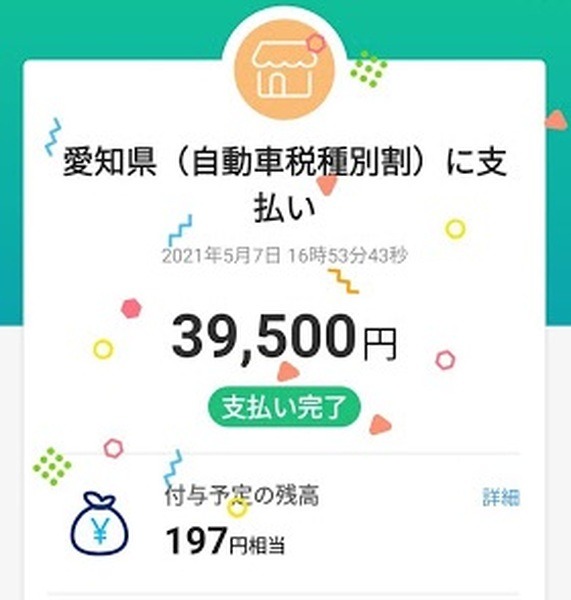 197円相当のポイントがつきました