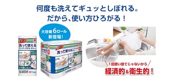 スコッティ「洗って使える　ペーパータオル」