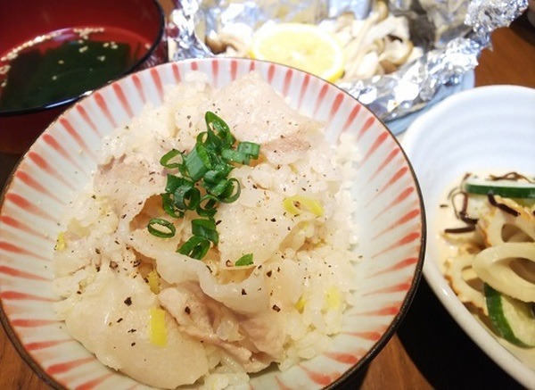 豚バラのネギ塩炊き込みご飯