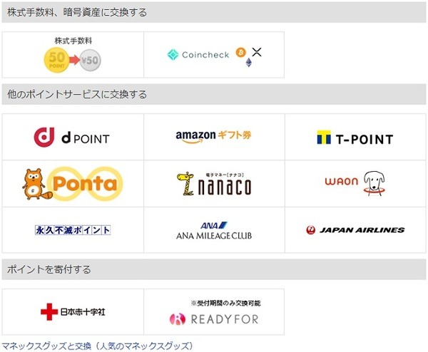 ポイントの使い道は豊富