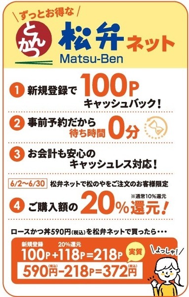 「松のや」の系列「松屋」が運営するアプリ