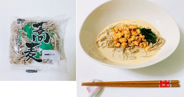 そば麺で「鶏豆乳そば」