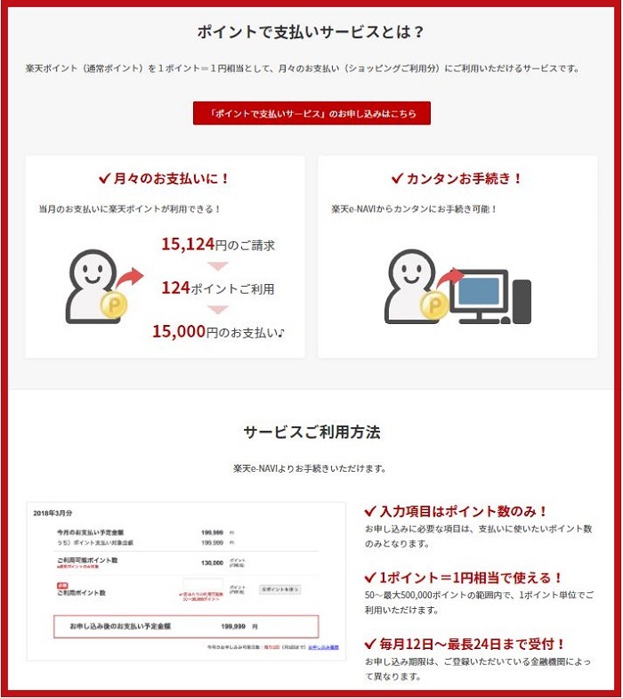 楽天ポイントをカードの支払いに充てる