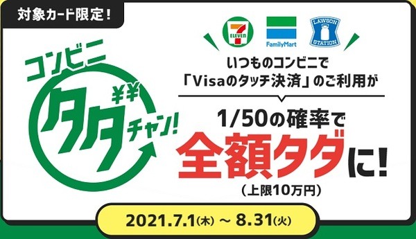 セブン・ローソン・ファミマでのVisaタッチ決済で全額タダ