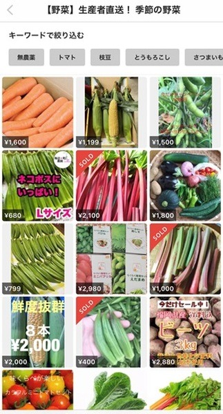 メルカリで産地直送の野菜