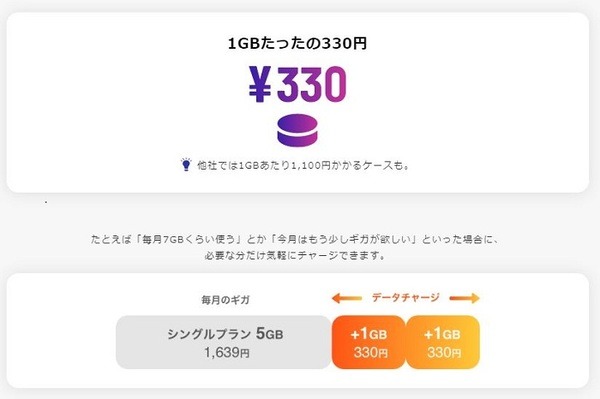 1GBたったの330円