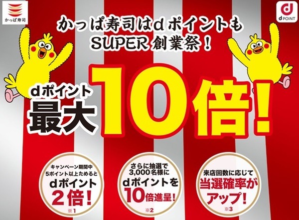 【かっぱ寿司】7/17～「SUPER創業祭2021」第1弾：豪華ネタ＆dポイント10倍　お得なプレミアム付食事券も