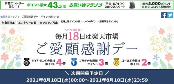 毎月18日はご愛顧感謝デー