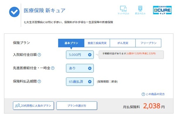 基本プランで保険料払込期間を65才に