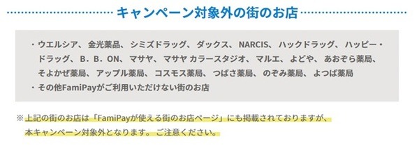 対象外店舗について