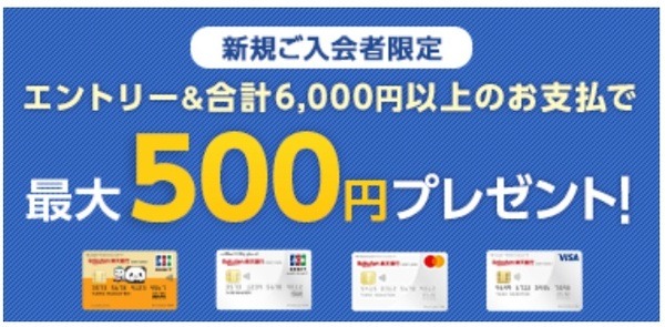 新規入会でキャッシュバックがあります