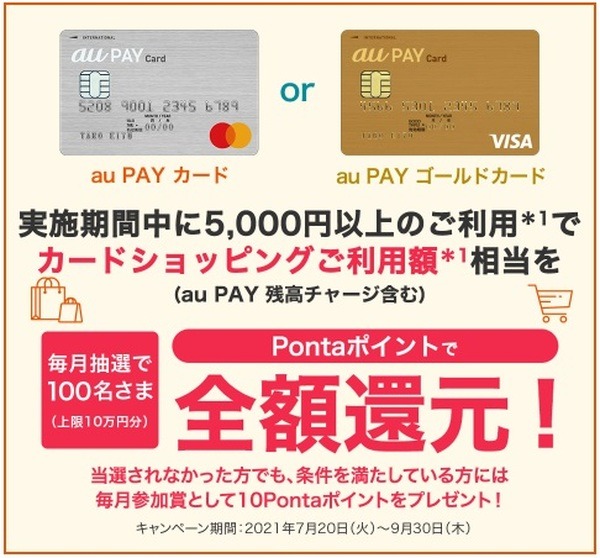 ショッピング利用金額が全額還元のチャンス