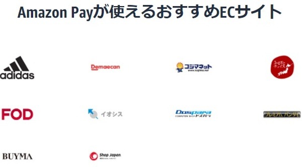 Amazon Payが利用可能なネット通販サイト