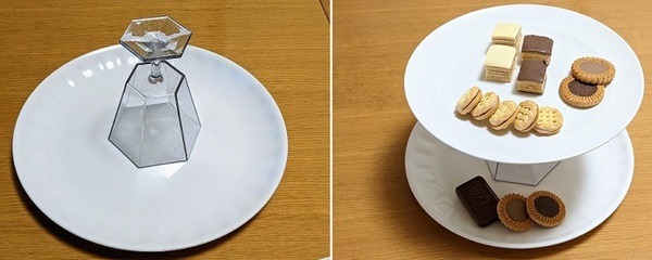 脚付きのデザートカップを逆さまにセット