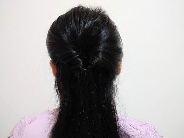 ハーフアップにしてからのほうがやりやすい