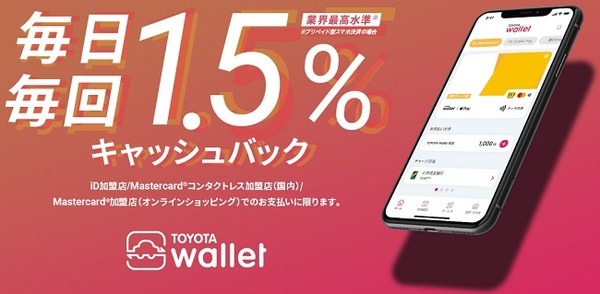 【TOYOTA Wallet】1.5%還元が終了　10月中のチャージ・決済は余裕を持って
