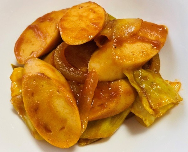 魚肉ソーセージのカレーチャップ