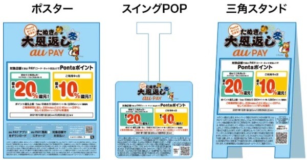 対象の地方加盟店の加盟店ポスター、スイングPOP、三角スタンド