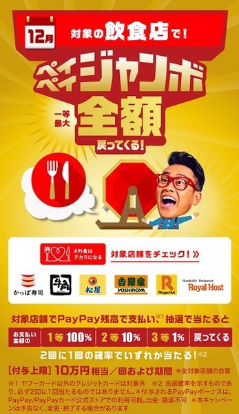 対象の飲食店で全額還元のチャンス