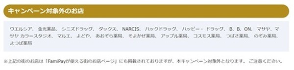 キャンペーン対象外のお店がある