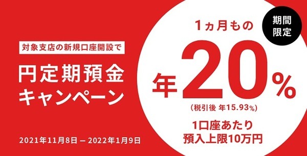 【住信SBIネット銀行】新規口座開設・定期預金などで最大約1万円　対象3口座全て開設で最大約3万円