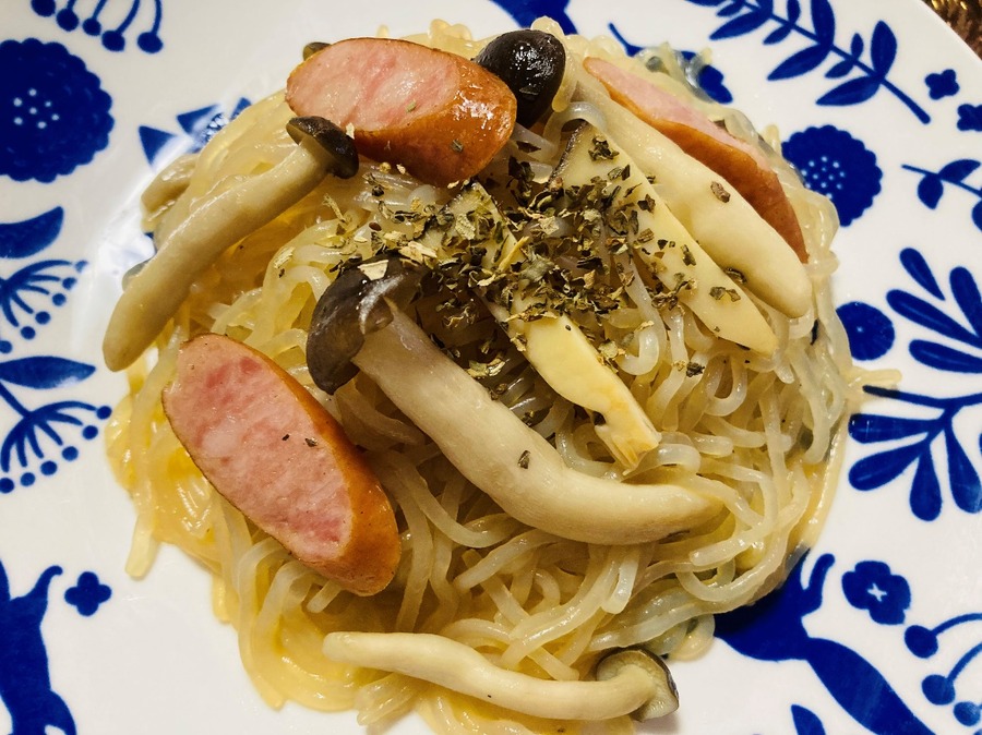 糸こんにゃくのバター醤油パスタ風」