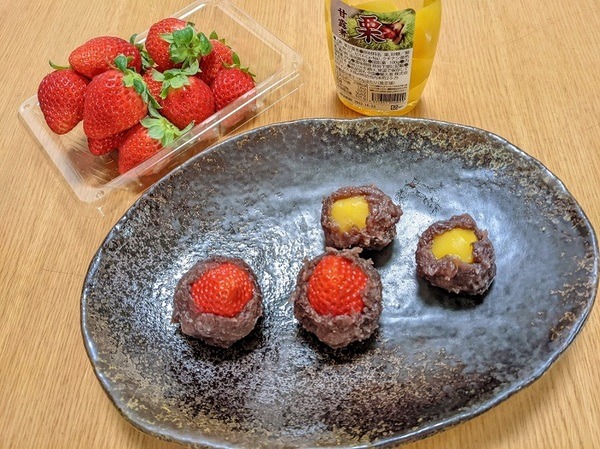 栗の甘露煮といちご