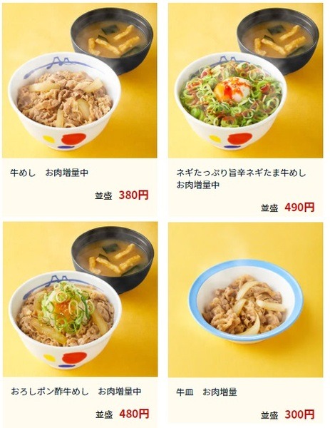 それぞれの価格