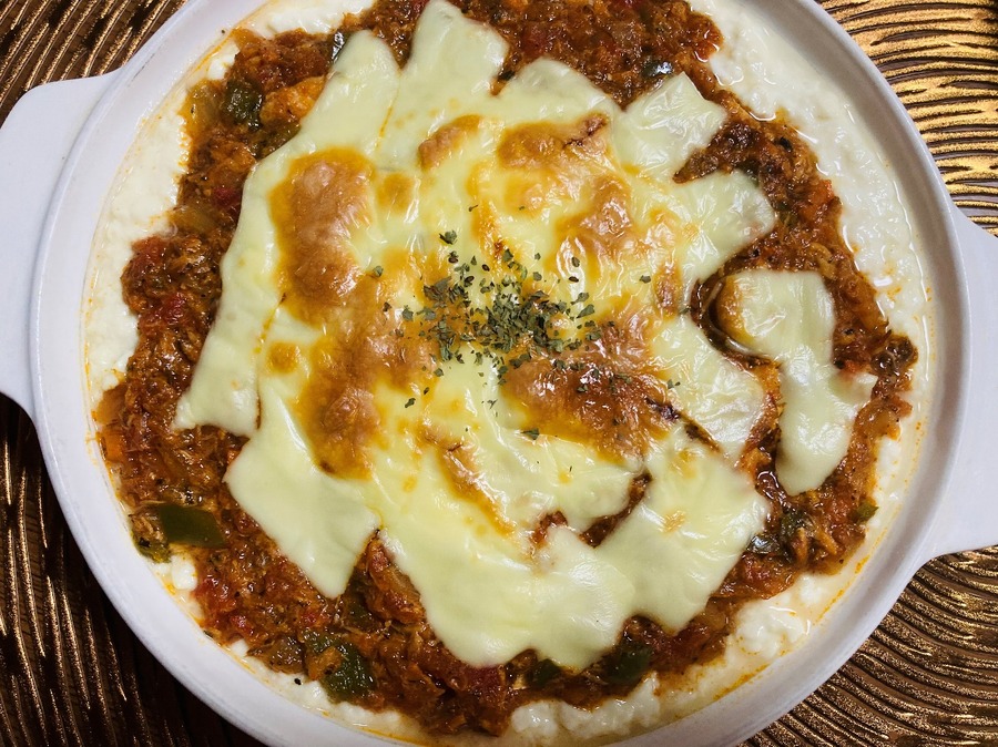 鯖缶入り豆腐のラザニア風