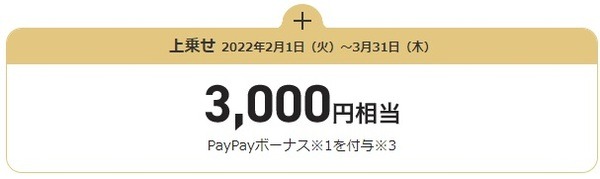 新規入会：3,000円相当上乗せ