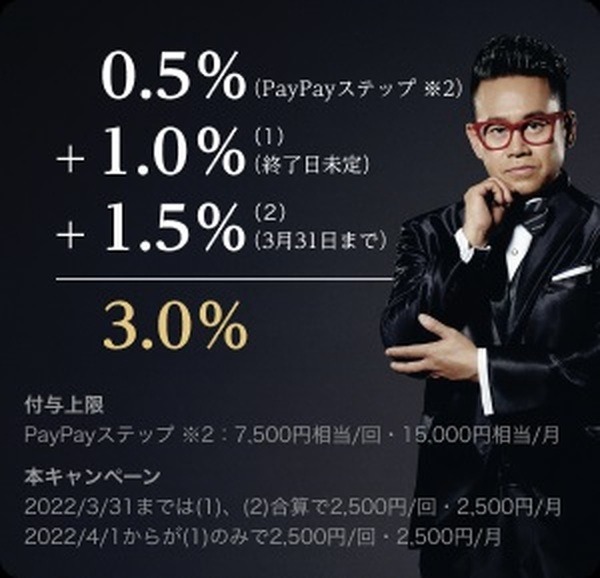 PayPayでのPayPayカード決済で3%還元