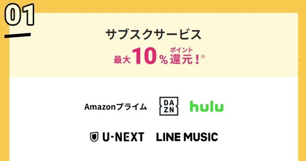 サブスクサービスで最大10%還元