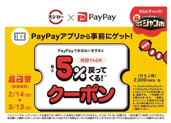 PayPayクーポン5％還元