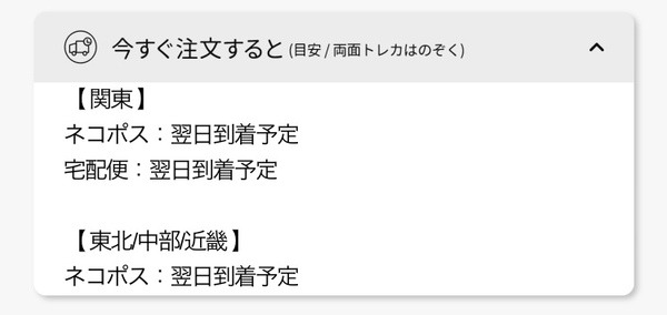 ネコポスで届きます