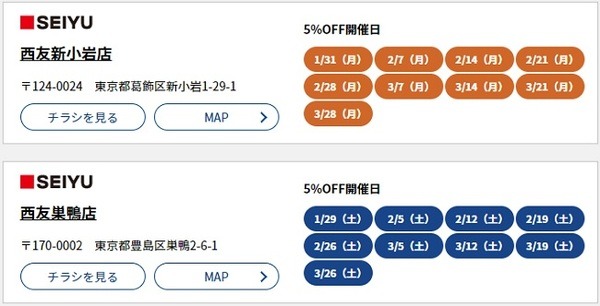 西友、セゾンカードでの5％引きは終了