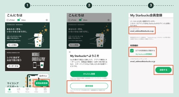 My Starbucks新規登録方法