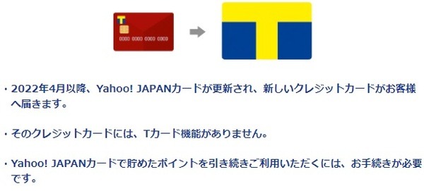 ヤフーカードのTポイントを引き続き利用するには手続きが必要