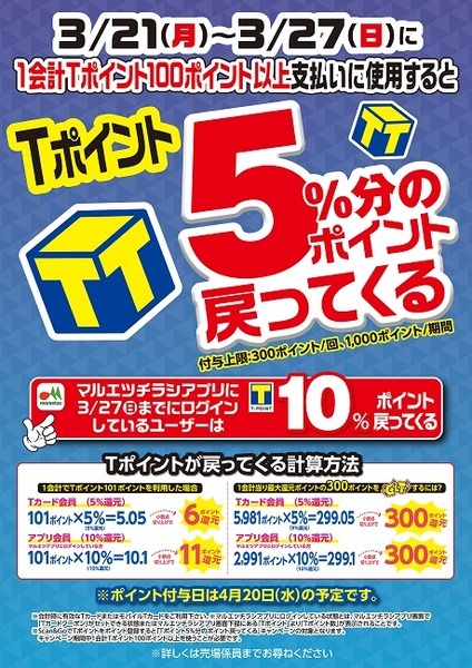 【Tポイント】お得に使えるお店を紹介　Yahoo!ショッピングでは+10%還元　マルエツでも最大10%還元