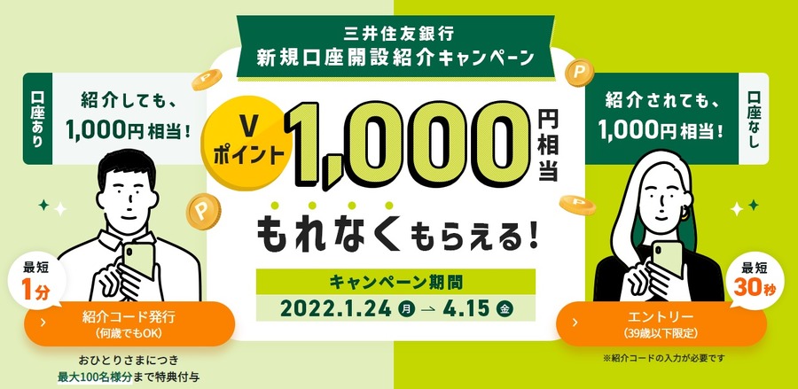 三井住友銀行 新規口座開設紹介キャンペーン