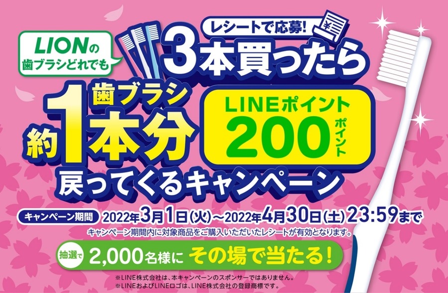 歯ブラシどれでも3本買ったら約1本分戻ってくるキャンペーン