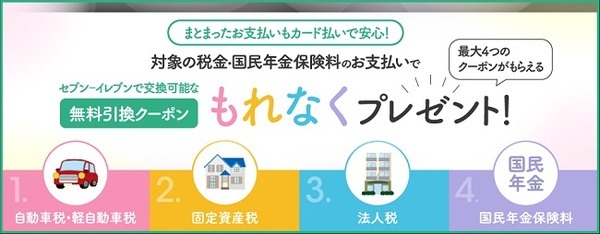 税金・国民年金保険料の納付でセブンのクーポンもらえる