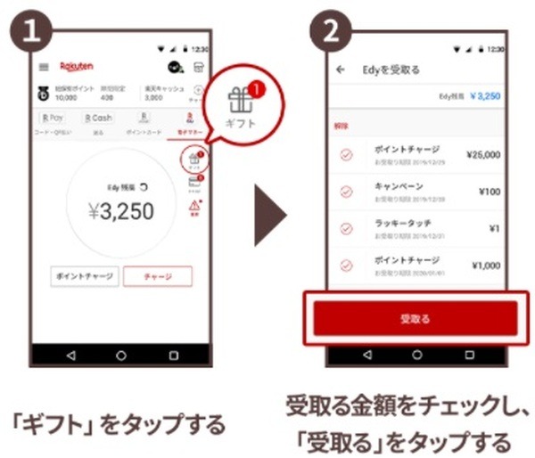 特典の受取手続きが必要