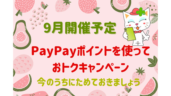 9月までに「PayPayポイント」貯めて増やして還元を待とう 画像